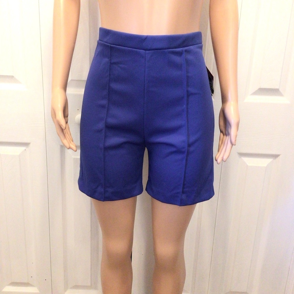 NWT Vintage Womens Blue 1980’s Polyester High Waist Shorts Size 14